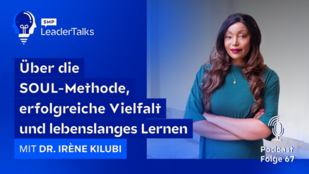 [Translate to English:] LeaderTalks episode with Dr. Irène Kilubi. The topic: Developing strengths, breaking down age barriers.